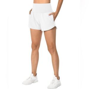 Women’s High Waisted Lined Lightweight Shorts In White